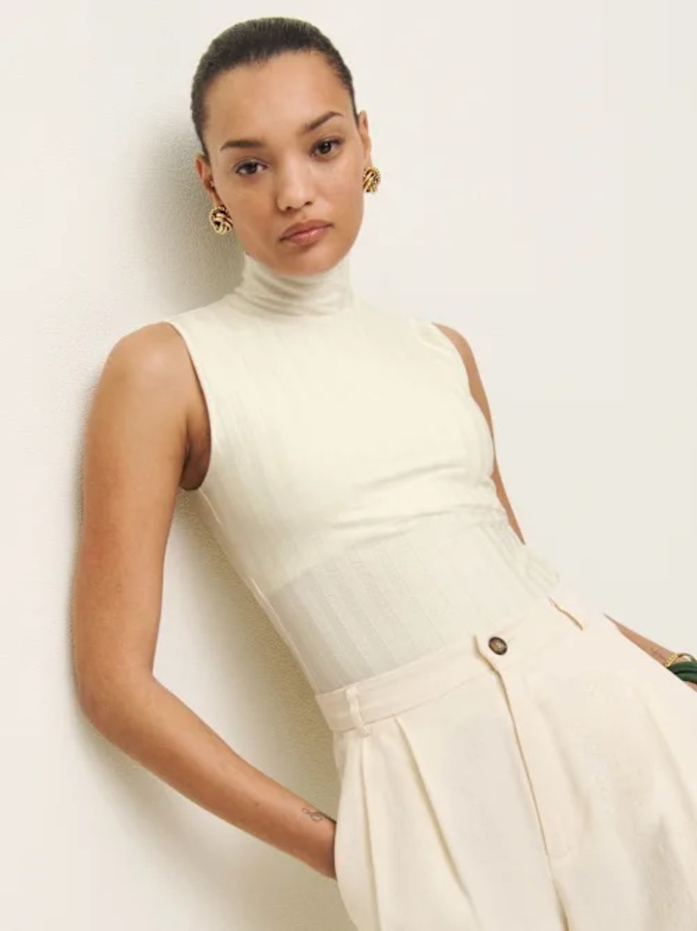 Reformation Maison Knit Top Ivory - Size S